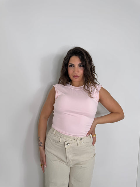 MAGLIA SCOLLO SUL RETRO ROSA