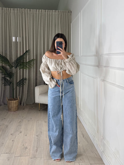 JEANS PALAZZO SFRANGIATO