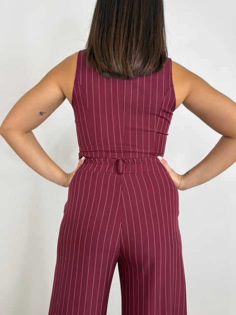 TAILLEUR TRE PEZZI GESSATO BORDEAUX