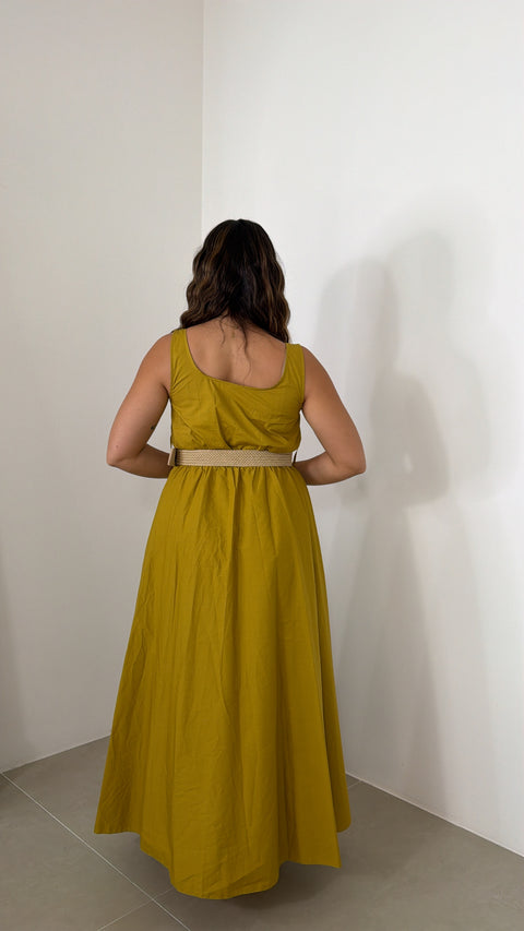 DRESS ASTRID LUNGO SENAPE