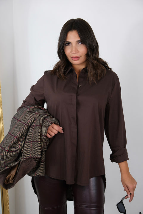 CAMICIA IN COTONE MARRONE
