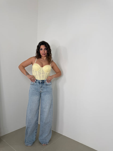 JEANS WIDE LEG CON CUCITURE