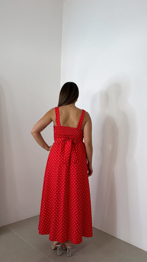 LONG DRESS POIS ROSSO