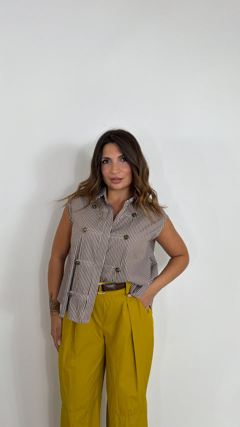 CAMICIA RIGHE MARRONE