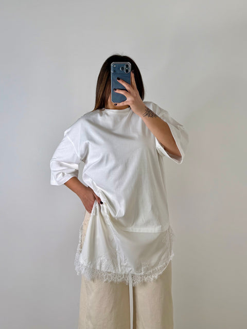 MAGLIA CON PIZZO BIANCA