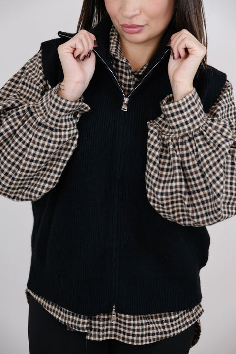 GILET CON ZIP NERO