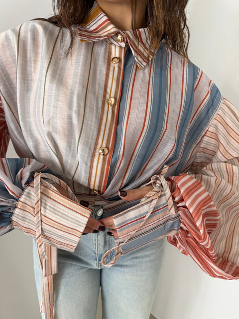CAMICIA CROP COLORATA