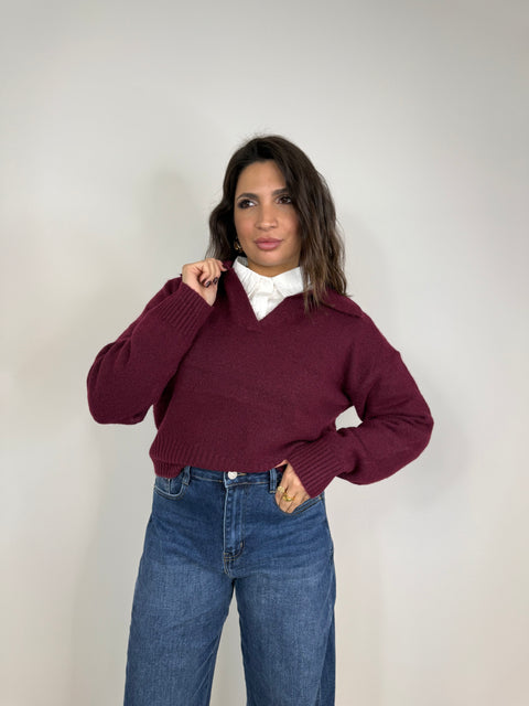 PULLOVER POLO BORDEAUX