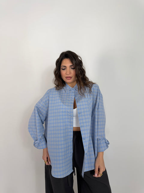 CAMICIA CON SPALLINE CELESTE