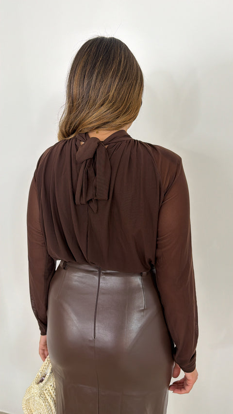 GONNA LONGUETTE CON SPACCO FRONTALE MARRONE