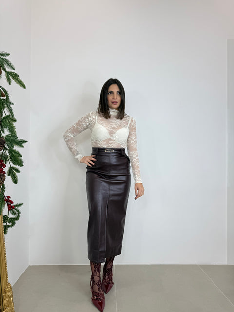 GONNA LONGUETTE CON SPACCO FRONTALE BORDEAUX