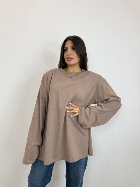MAGLIA CON SPALLINE E SPACCHETTI CAMEL