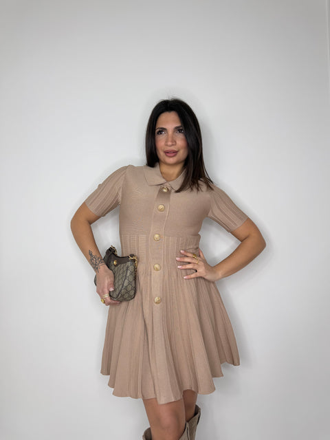 DRESS PARIS CAMEL MEZZA MANICA