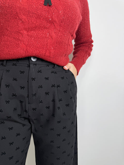 PANTALONE CON FIOCCHI IN VELLUTO