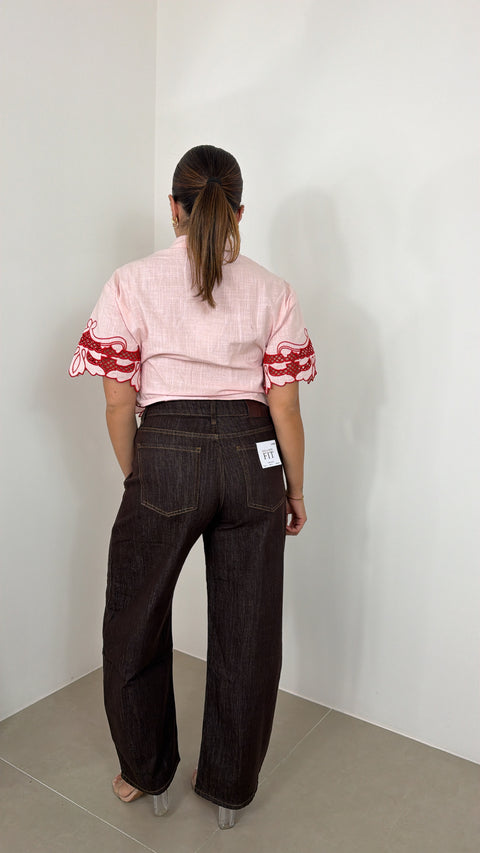 JEANS BALLOON MARRONE 32682