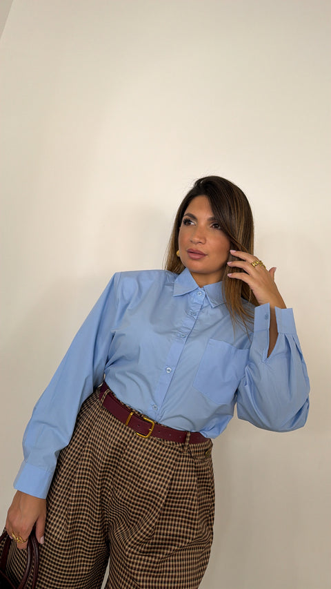 CAMICIA CON SPALLINE CELESTE