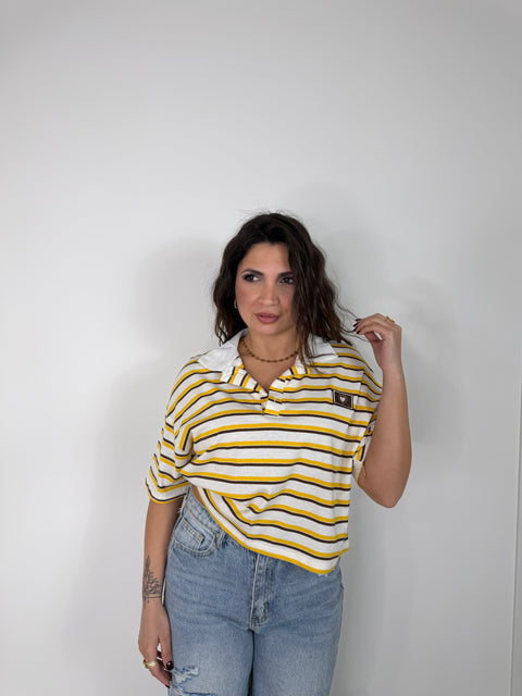 MAGLIA POLO CON RIGHE GIALLA