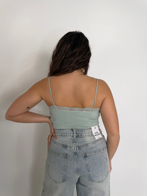 BODY CON PIZZO VERDE