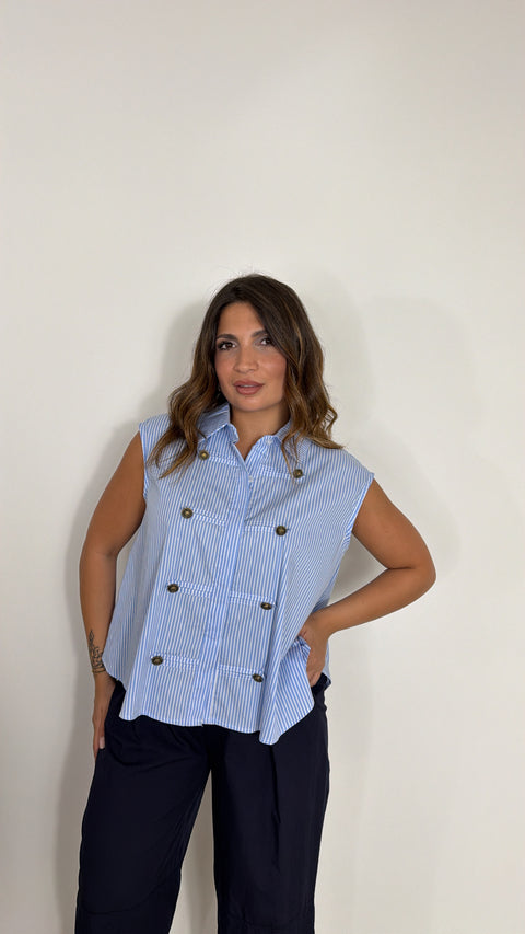 CAMICIA RIGHE CELESTI