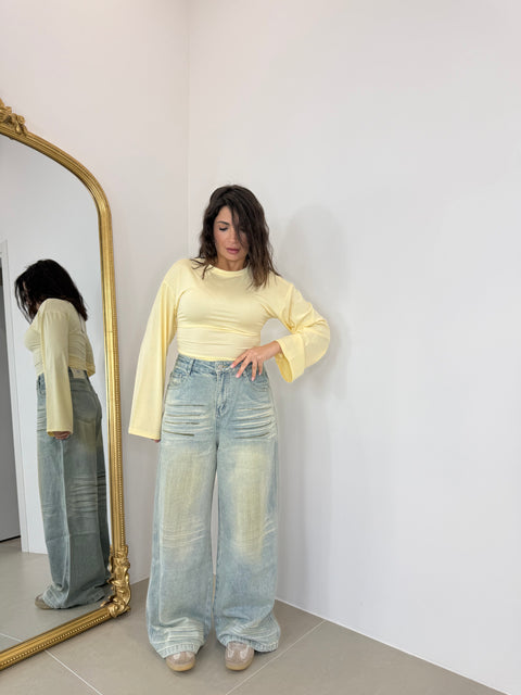 JEANS WIDE LEG SFUMATO