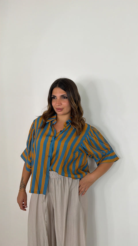 CAMICIA RIGA CON MANICA BALLOON