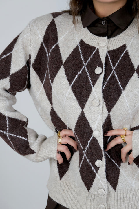 CARDIGAN ROMBI BEIGE