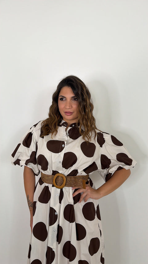 DRESS POIS MANICA BALLOON PANNA