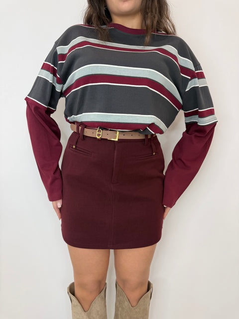 MAGLIA KLAUDIA MANICA BORDEAUX