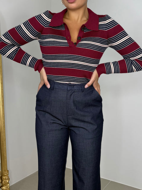 PANTALONE PALAZZO EFFETTO DENIM