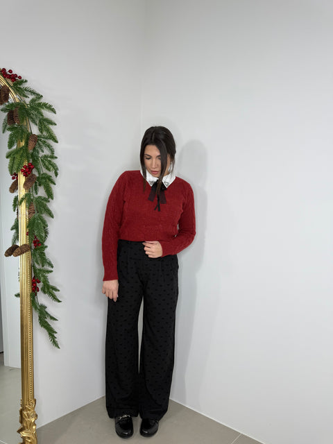 PANTALONE CON FIOCCHI IN VELLUTO