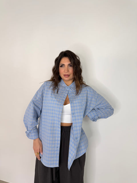 CAMICIA CON SPALLINE CELESTE