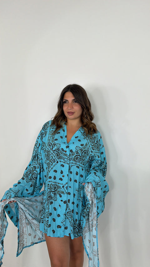 MINI DRESS BANDANA AZZURRO