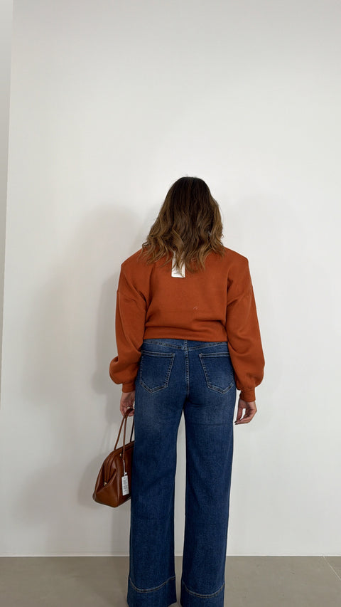 JEANS WIDE LEG EFFETTO PIEGA 16051