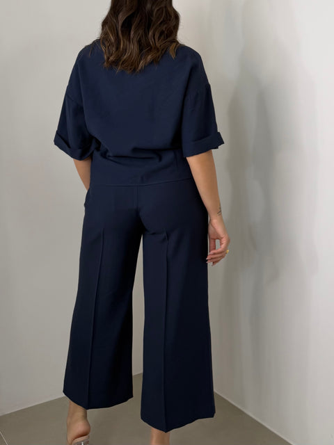 PANTALONE PALAZZO AKUMAL 3/4 BLU