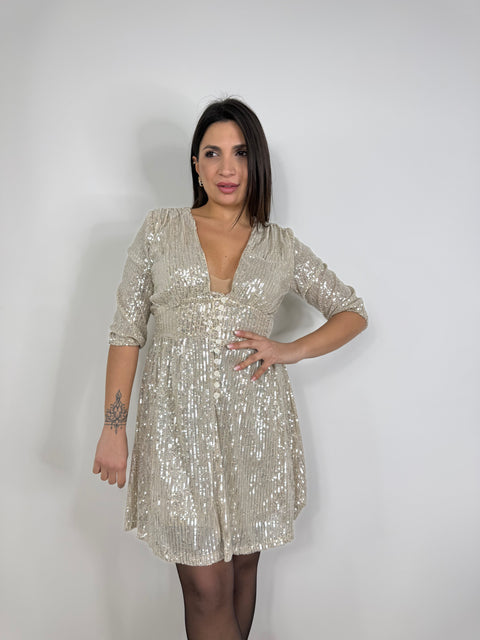 DRESS IN PAILLETTIES CON BOTTONCINI