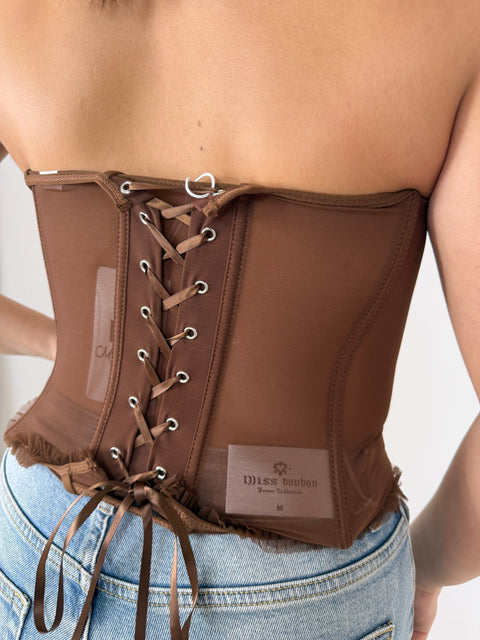 CORSETTO CON TRASPARENZE MARRONE