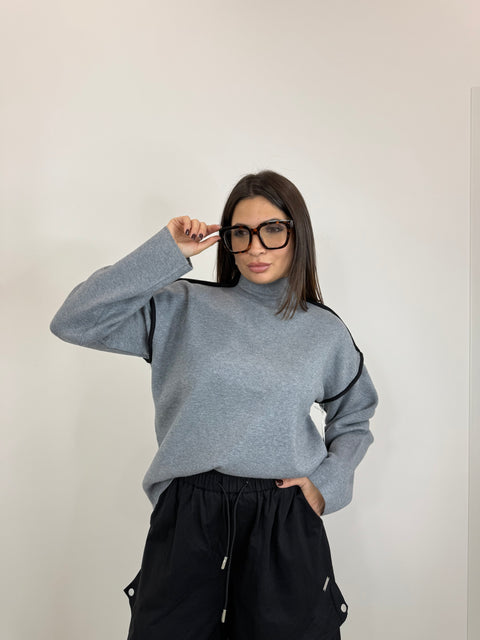 PULLOVER CON BORDI GRIGIO