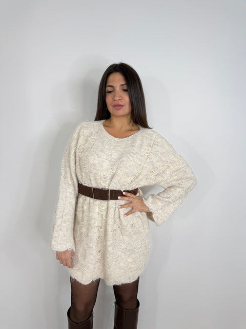 MAXI PULLOVER CON CINTURA