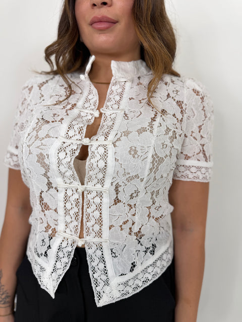 BLUSA COREA MEZZA MANICA BIANCA