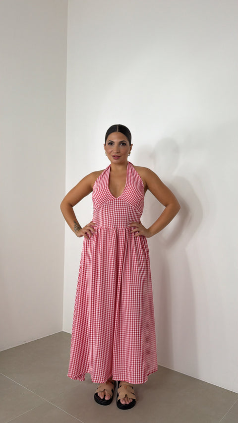 DRESS QUADRETTI ROSSO