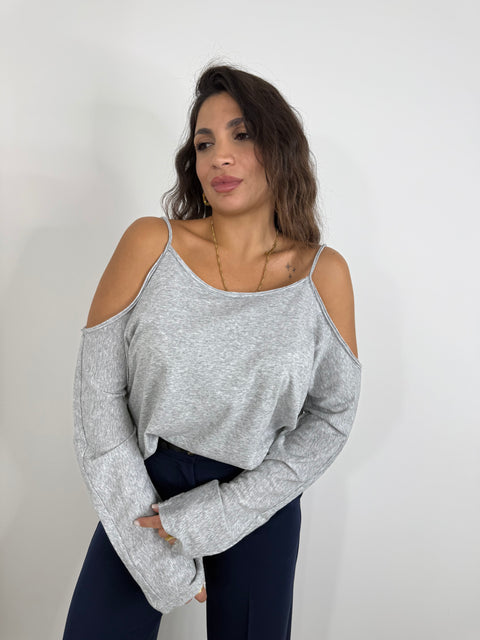 MAGLIA SPALLE SCOPERTE GRIGIA
