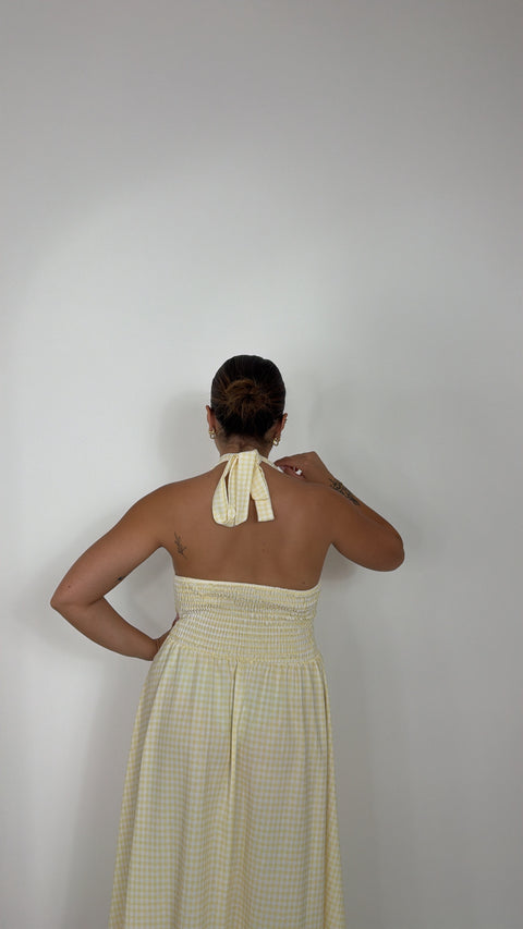 DRESS QUADRETTI GIALLO