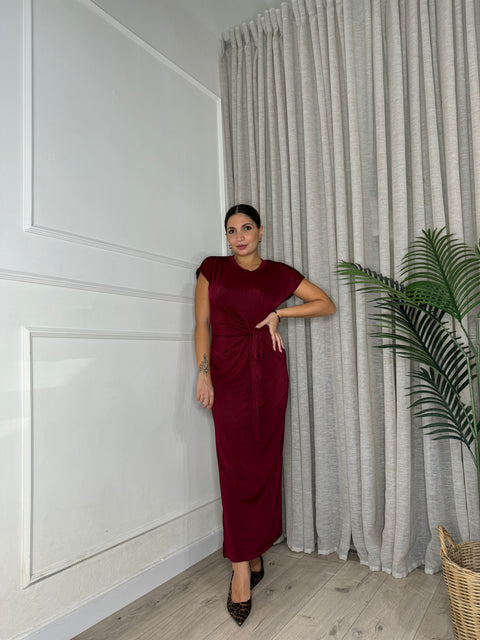 DRESS IN MAGLIA CON NODO BORDEAUX