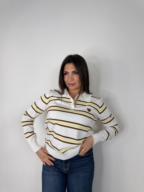 MAGLIA HEART RIGHE GIALLE