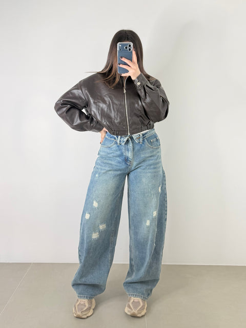 JEANS BALLOON CON RISVOLTO 12611