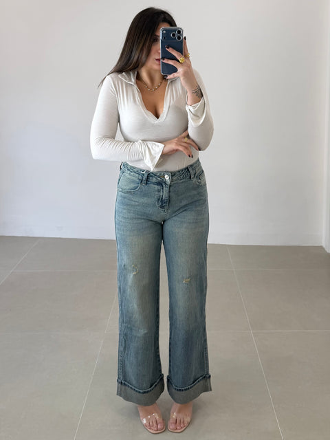 JEANS SABBIATO CON PIEGONE 371