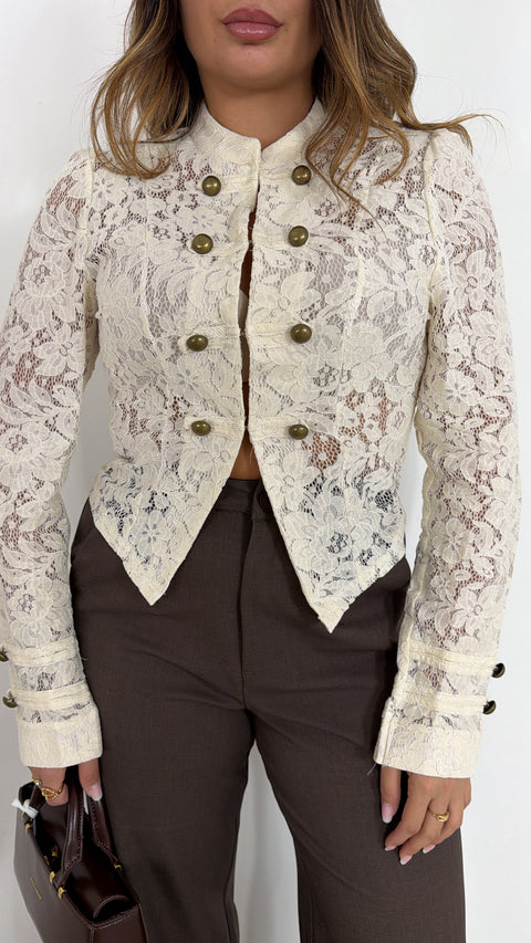 BLUSA IN MACRAME PANNA