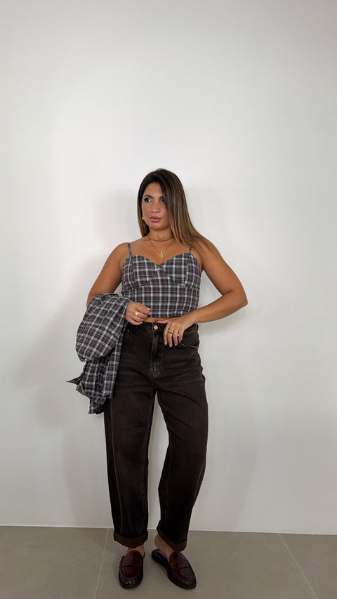 JEANS BALLOON MARRONE 5816
