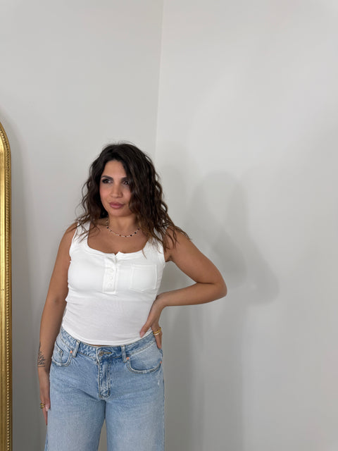 CANOTTA CON BOTTONCINI BIANCA