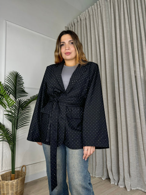 BLAZER CON FUSCIACCA BRILLANTINATA